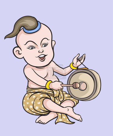 Photo for Thai children, Thai cartoons, Thai musical play. pop art retro hand drawn style vector design illustration. - Royalty Free Image
