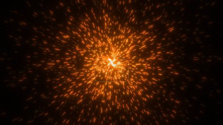 Foto de Brillante círculo brillante de partículas de chispas voladoras. Fuegos artificiales como fondo - Imagen libre de derechos
