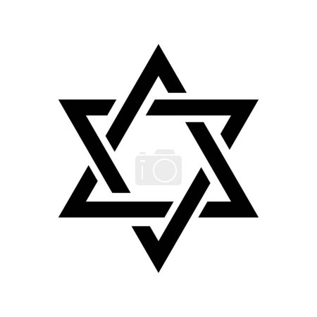 Illustration for David star icon isolated on white background. Magen hexagram. Hebrew shield. Jewish sign for israel, judaism and hanukkah. Symbol of shalom. Banner for hashana. Vector. - Royalty Free Image