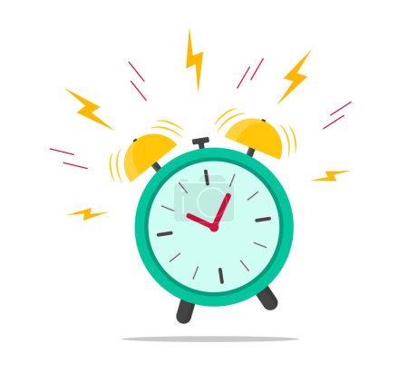 Illustration for Alarm clock ringing. Wake up time, Business deadline, last chance for sale, alarm bell for sleep concept. vector flat illustration - Royalty Free Image