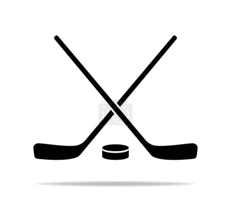 Illustration for Black hockey icon. Hockey sticks with puck sign for sport design. vector - Royalty Free Image