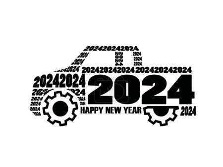 Téléchargez les photos : Modèle de conception vectorielle de logo de voiture 2024 sur fond blanc. - en image libre de droit