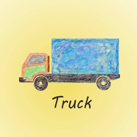 Téléchargez les photos : Camion sur fond jaune. illustration vectorielle. - en image libre de droit
