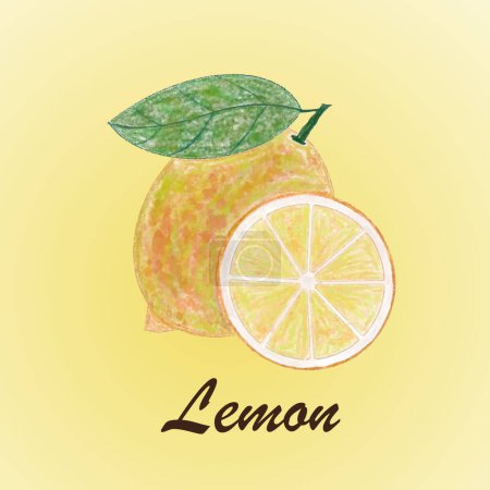 Téléchargez les photos : Citron sur fond jaune. illustration vectorielle. - en image libre de droit