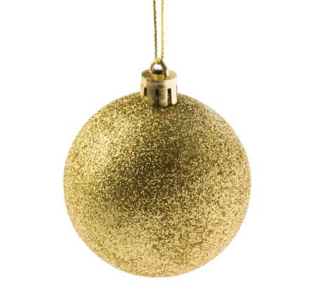 Foto de Bola de Navidad dorada aislada en blanco sin sombra - Imagen libre de derechos