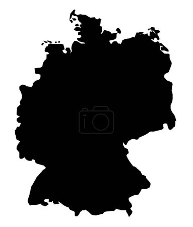 Mapa de silueta de Alemania sobre un fondo blanco