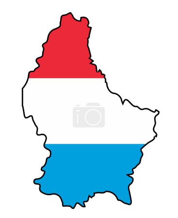 Ilustración de Silhouette flag map of Luxembourg over a white background - Imagen libre de derechos