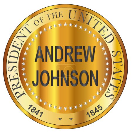 Illustration for Andrew Johnson president of the United States of America round stamp - Royalty Free Image