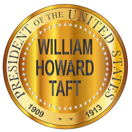Illustration for William Howard Taft president of the United States of America round stamp - Royalty Free Image
