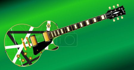 Illustration for The definitive rock and roll guitar with  criss cross paint work isolated over a white background. - Royalty Free Image