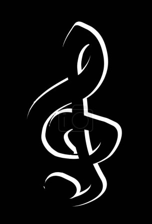 Téléchargez les illustrations : Une clef triangulaire musicale en relief noir et blanc sur fond noir - en licence libre de droit