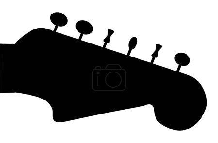Illustration for A traditional solid body electric guitar headstock in silhouette isolated on a white background - Royalty Free Image