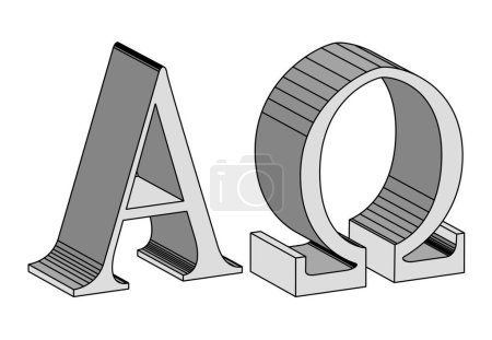 Téléchargez les illustrations : Les symboles Alpha - Omega. en blocs 3D sur fond blanc - en licence libre de droit
