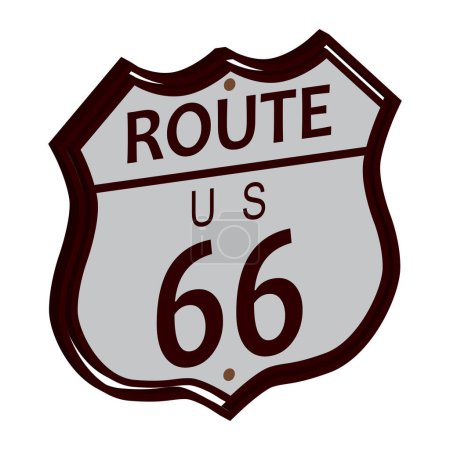 Illustration for Route 66 traffic sign over a white background - Royalty Free Image