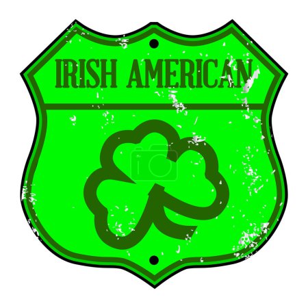 Illustration for Spoof Irish American Shamrock Route 66 traffic sign over a white background - Royalty Free Image