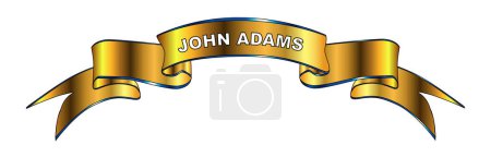 Illustration for John Adams president of the USA golden ribbon banner isolated over a white background. - Royalty Free Image