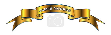 Illustration for James Monroe former president of the USA golden ribbon banner isolated over a white background. - Royalty Free Image