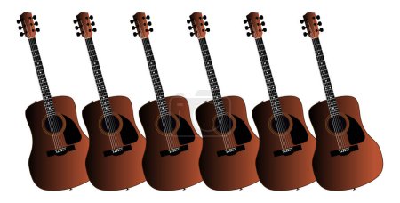 Illustration for A background of acoustic guitars set on a white background - Royalty Free Image