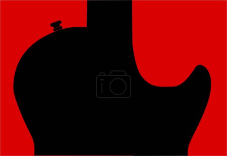 Ilustración de Una silueta de guitarra rock and roll en negro sobre rojo - Imagen libre de derechos