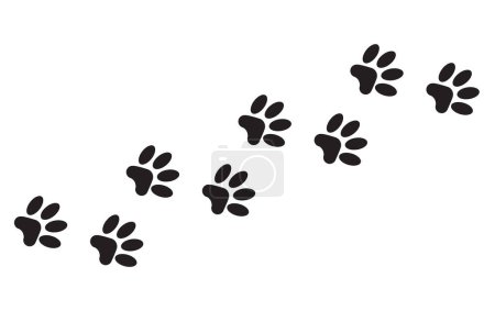 Illustration for A set of canine paw prints in black isolated on white - Royalty Free Image