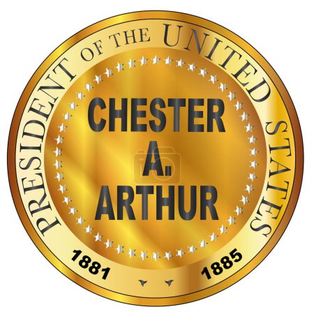 Illustration for Chester A Arthur president of the United States of America round stamp - Royalty Free Image