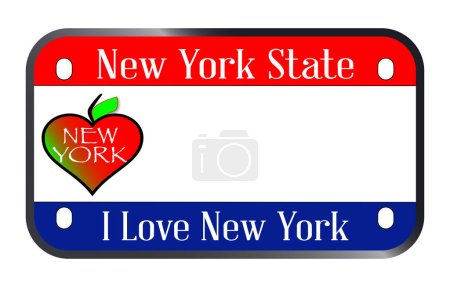 New York state USA motorcycle license plate over a white background