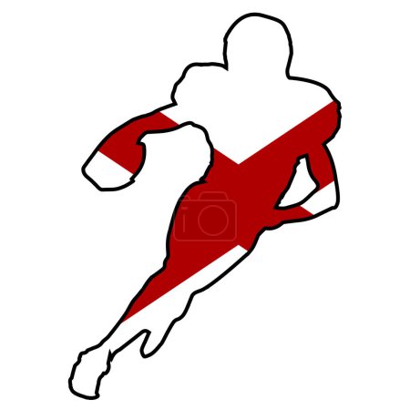 Alabama State flag within the outline silhouette of an American footballer