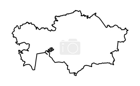 Téléchargez les illustrations : Carte silhouette noire du Kazakhstan isolée sur fond blanc - en licence libre de droit