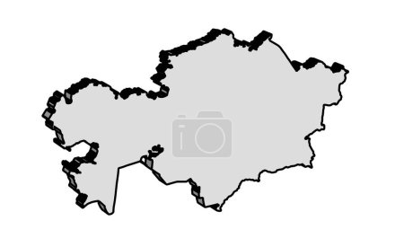Téléchargez les illustrations : Plan de silhouette 3D du Kazakhstan isolé sur un fond blanc - en licence libre de droit