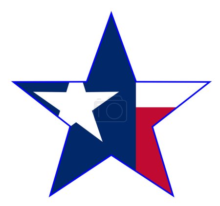 The flag of the USA state TEXAS set behind a large star shape