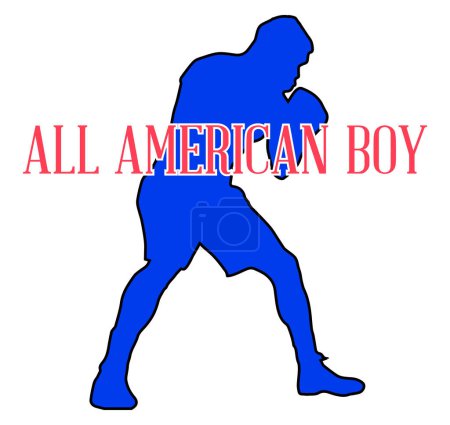 Silhouette of a heavyweight boxer in outline withe the text All American Boy