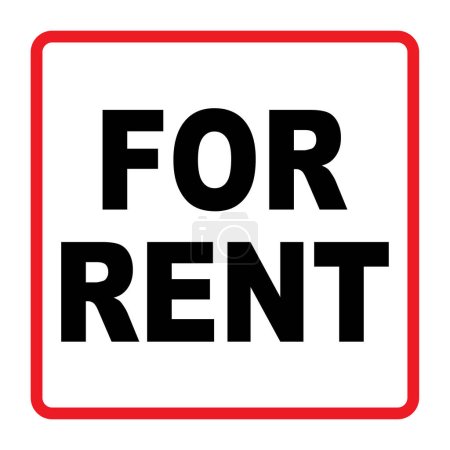 Large square For Rent sign set over a white background