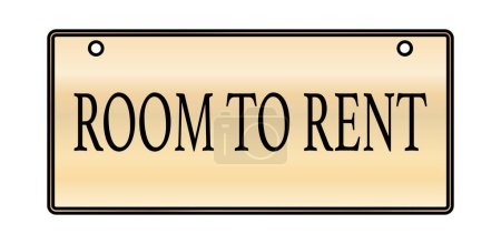 Illustration for Room to rent plaque in woodgrain with fixing holes over a white background - Royalty Free Image