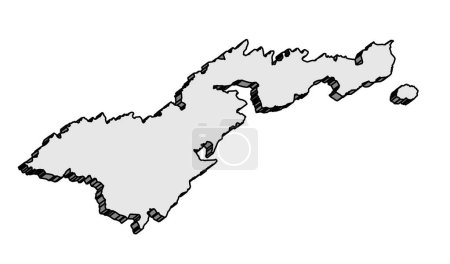 3D silhouette of the Amerian Samoa island on a white background