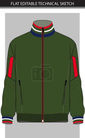 Illustration for Cut and sew a sporty jacket with a high neck rib neck vector file - Royalty Free Image