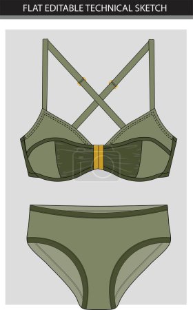 Illustration for Women's underwear. Vector illustration of a set of women's underwear. - Royalty Free Image