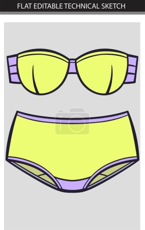 Illustration for Illustration of a pair of women's underwear set with a contrast color vector illustration. - Royalty Free Image