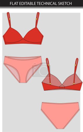 Illustration for Women's lingerie a set. Vector illustration of a set of lingerie.  flat sketch - Royalty Free Image
