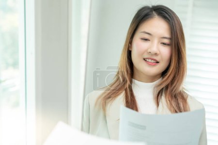 Beautiful woman preparing before job interview, building confidence, job applicants resume to position vacancies, find human. Human resource, letters, competence, new graduate, looking for work