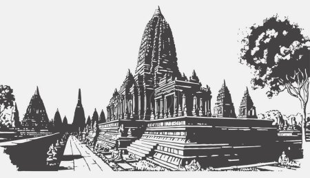 Ilustración de Illust Templo Prambanan, candi prambanan - vector de stock - dolant kreatif - Imagen libre de derechos
