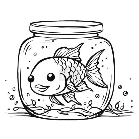 Illustration for Coloring Paper Illustration, Mini Aquarium Fish, Line Art Illustration, AI Generated - Royalty Free Image