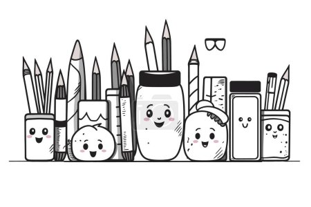 Ilustración de Libro para colorear con lápices y lápiz - Imagen libre de derechos