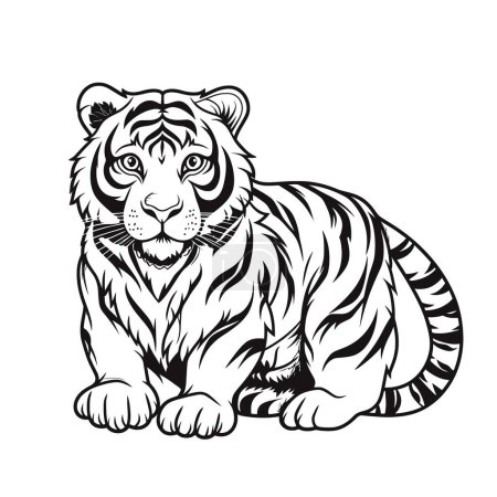 Téléchargez les illustrations : Illustration vectorielle de la tête de tigre - en licence libre de droit