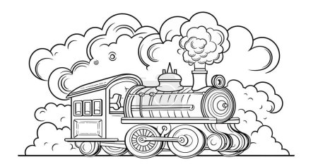 Ilustración de Libro para colorear con vapor y otros dibujos animados vector ilustración diseño gráfico - Imagen libre de derechos