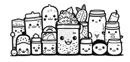 Foto de Dibujado a mano de dibujos animados doodle conjunto de alimentos - Imagen libre de derechos
