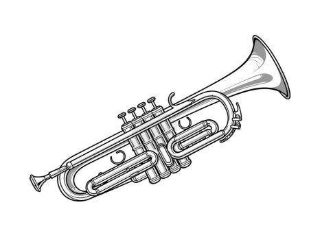 Foto de Ilustración vectorial de trompeta e instrumento musical. conjunto de trompeta y trompeta vector icono para stock. - Imagen libre de derechos