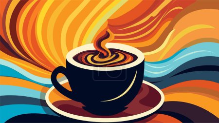 Foto de Taza de café colorido abstracto con salpicaduras y olas. - Imagen libre de derechos