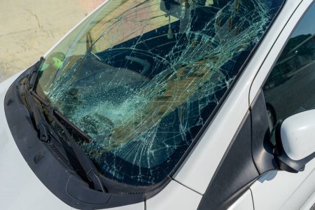 broken windshield of a car