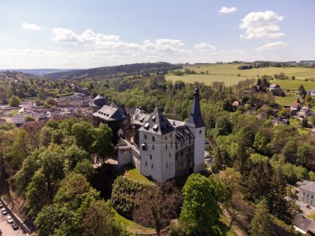 castillo mylau en la colina, vogtland saxony germany