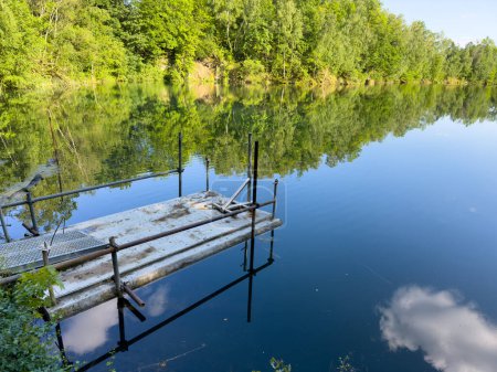 Lake with a jetty in a national park in Vogtland, Saxony Germany